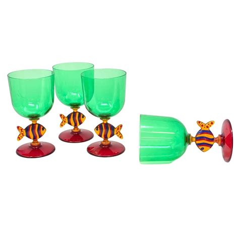 goblet fish|Vintage Precision Craft Canada Fish Goblet Drinking Glasses Set .